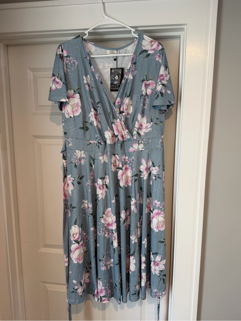 NWT Blue Floral Wrap Midi Dress